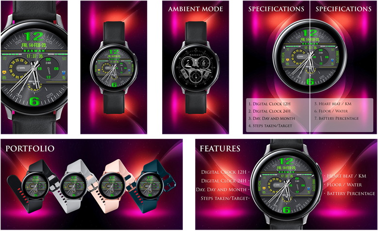 BAAwan Sports watch-face presentation board