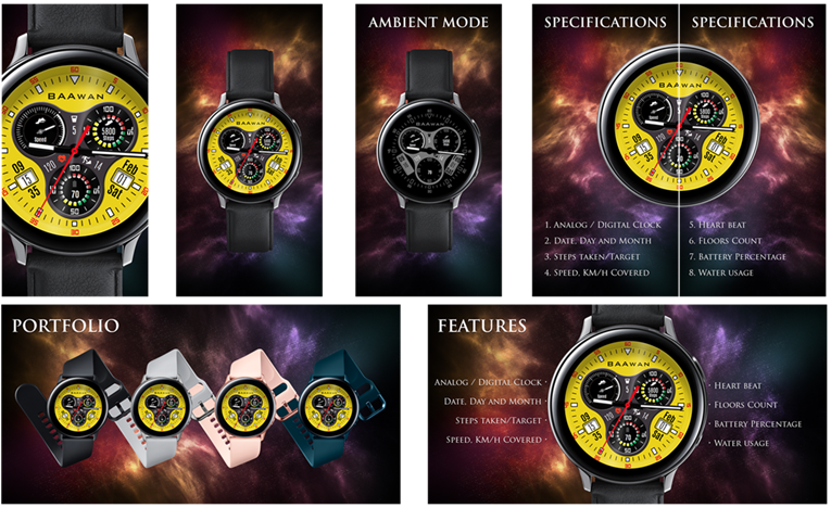 BAAwan Sports III watch-face presentation board
