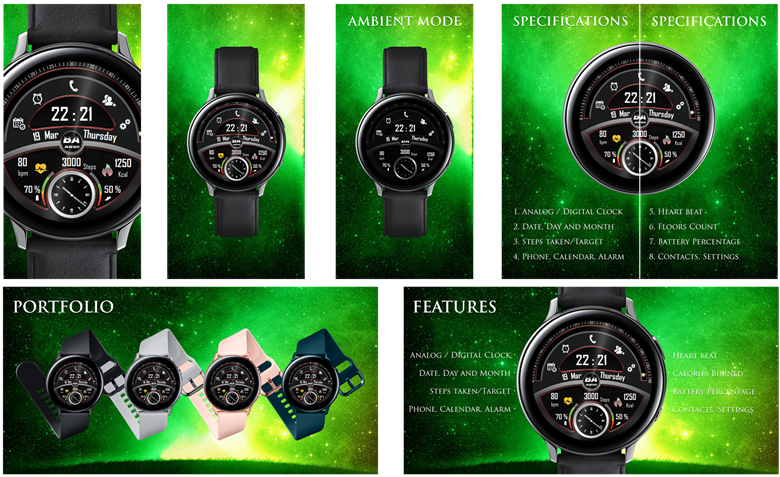 BAAwan Sports IV watch-face presentation board